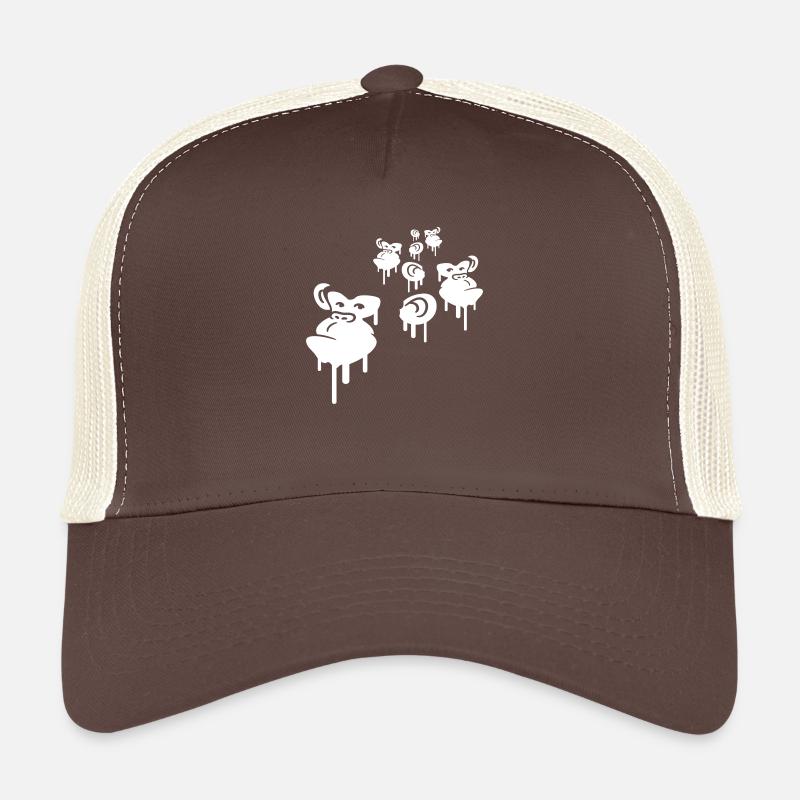 Graffiti Drop Monkey Heads Spray Faces Team Casquette trucker 