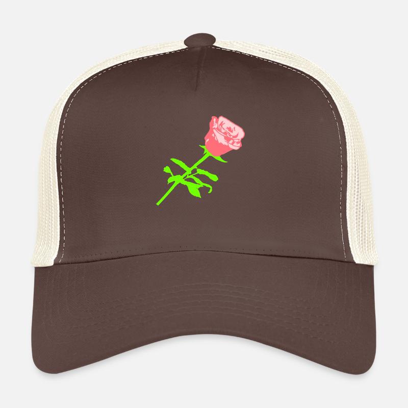 Jolie belle fleur de rose feuille roses romantique Casquette trucker 