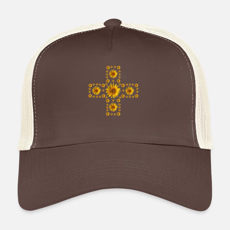 Sonnenblumen Kreuz - Trucker Cap - Braun/Beige