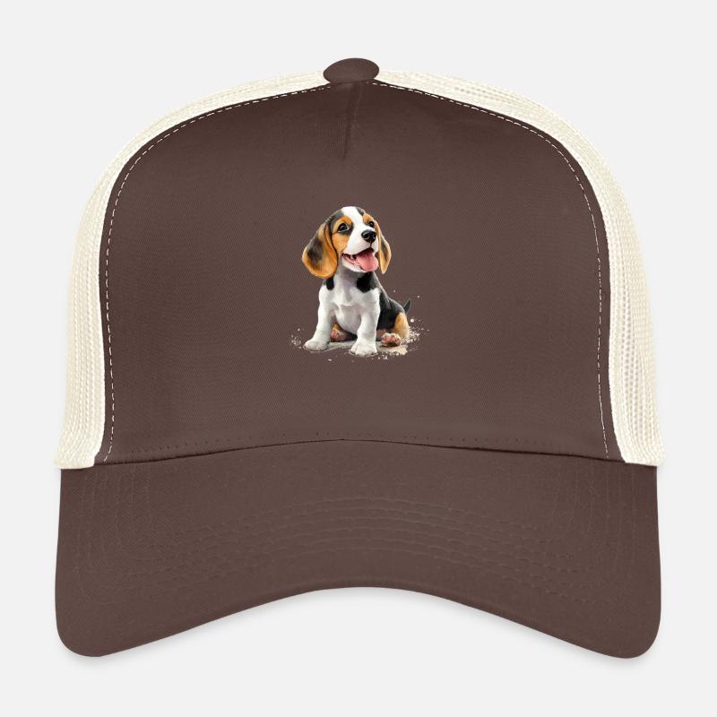 Chiot beagle - Casquette trucker  - marron/beige