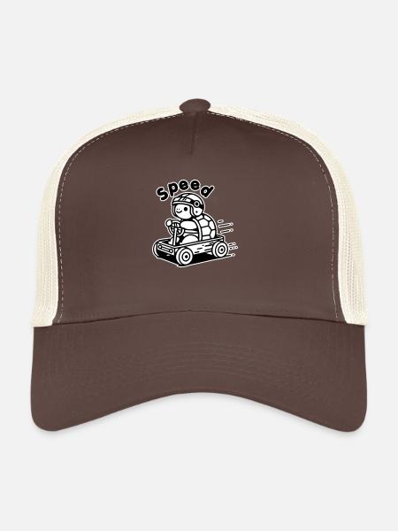 Turtle Racing une caisse à savon - Design « Speed » - Casquette trucker  - marron/beige - Devant