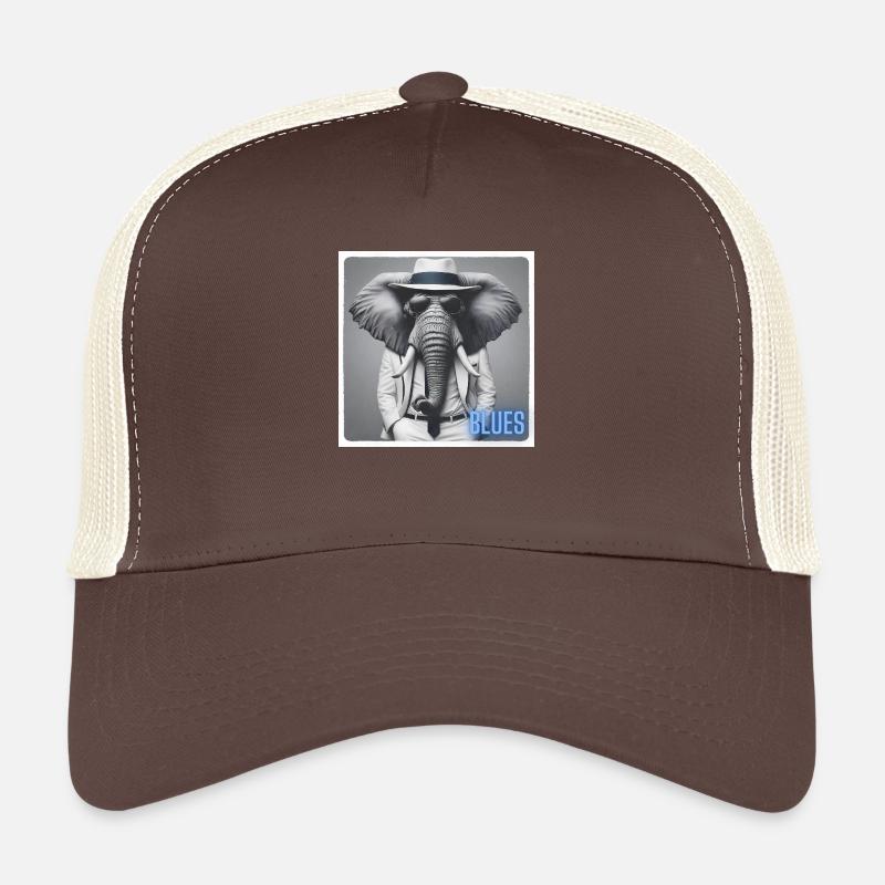 Elefant mit Anzug und Sonnenbrille - Trucker Cap - Braun/Beige