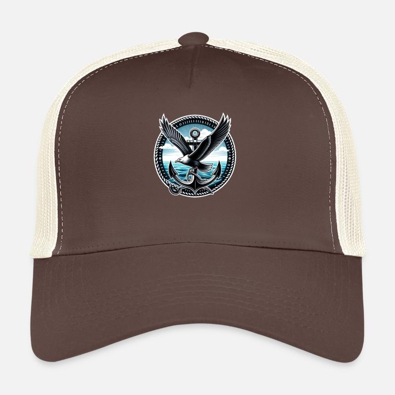 Möwe mit Anker - Trucker Cap - Braun/Beige
