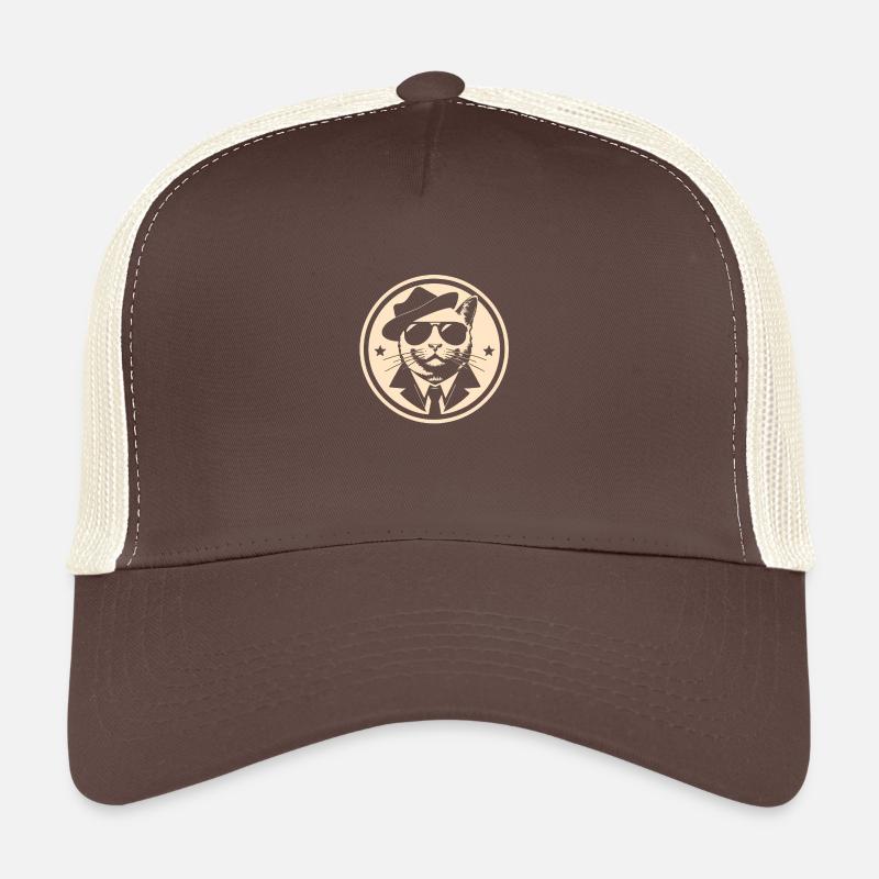 Gangster Katze - Trucker Cap - Braun/Beige