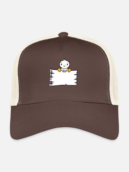 oiseau assis sur panneau en bois texte panneau cadre mignon - Casquette trucker  - marron/beige - Devant