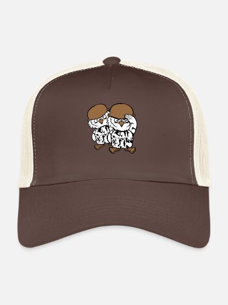 2 Owls Soldier Military War Helmet Army Two Team - Trucker Cap - brown/beige - Front