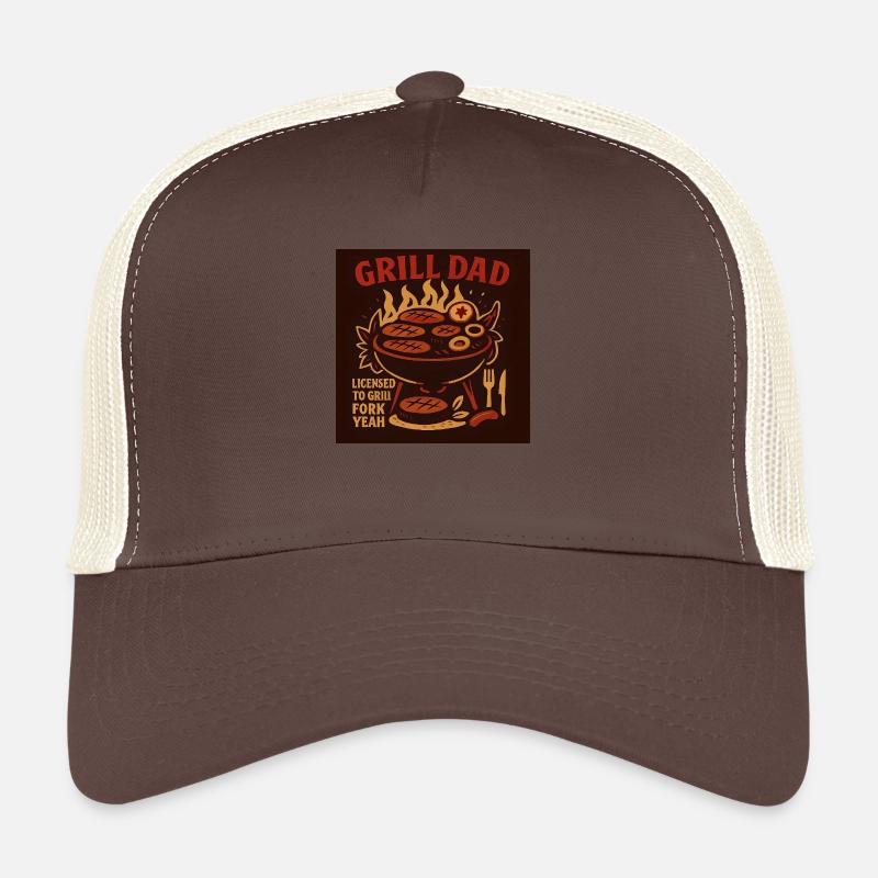 Grill Dad - Lizenz zum Grillen - Trucker Cap - Braun/Beige
