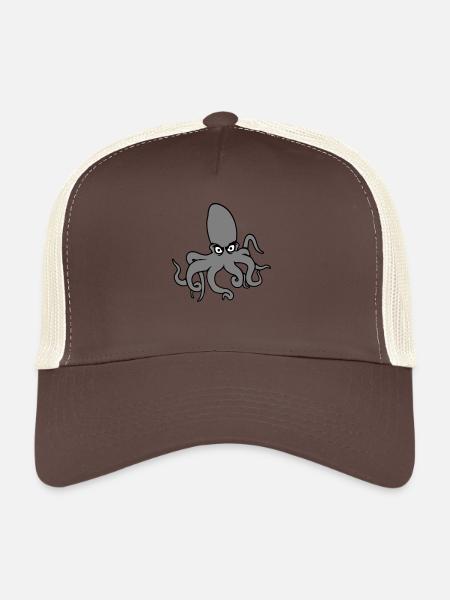 Octopus, octopus, octopus, cephalopod, evil eye - Trucker Cap - brown/beige - Front