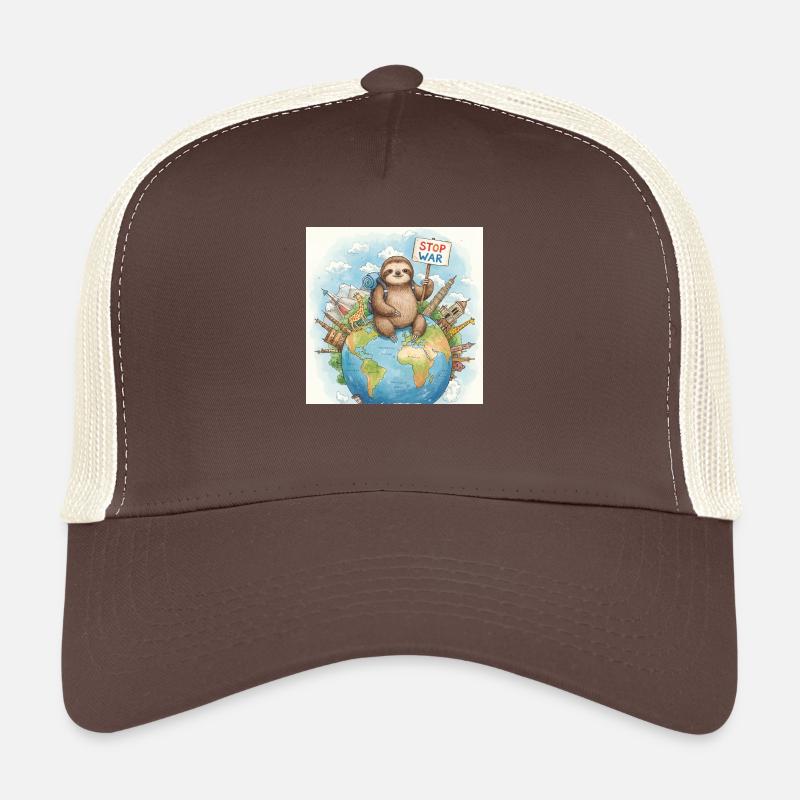 Sloth Wanderer Stop War Trucker Cap