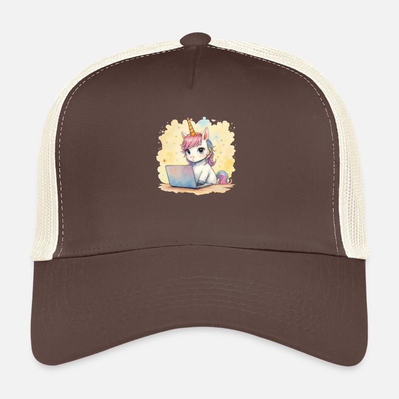 programmierendes Einhorn - Trucker Cap - Braun/Beige