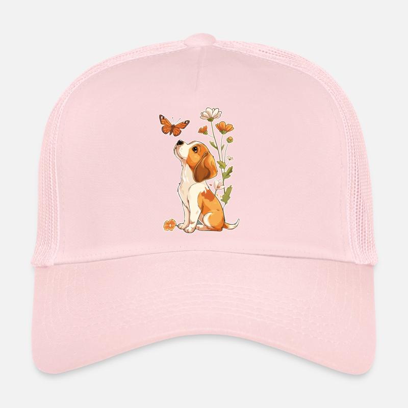 Beagle et papillon Casquette trucker 