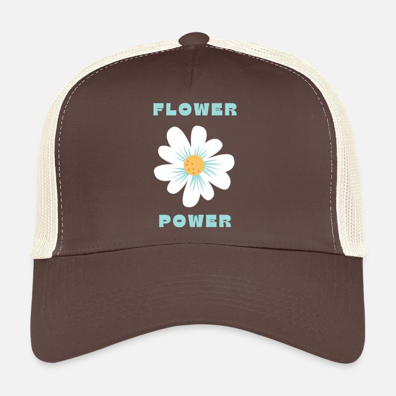 Flower Power – Design Rétro et Bohème 70's - Casquette trucker - marron/beige