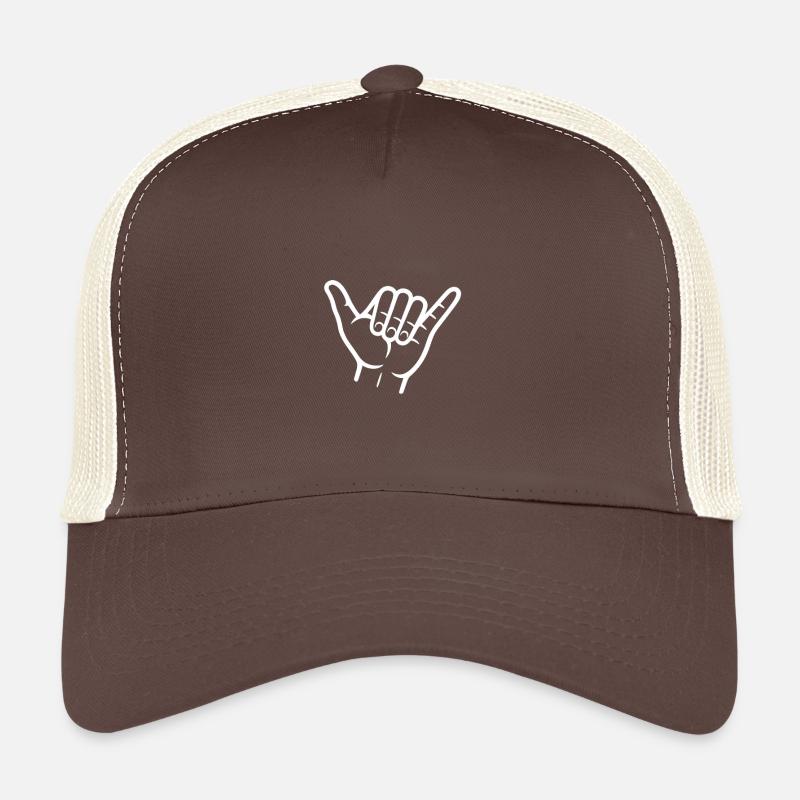 Luminous Hand Gesture Line Art Design - Trucker Cap - brown/beige