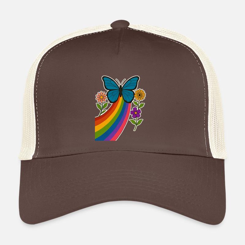 Rainbow Butterfly - Trucker Cap - brown/beige