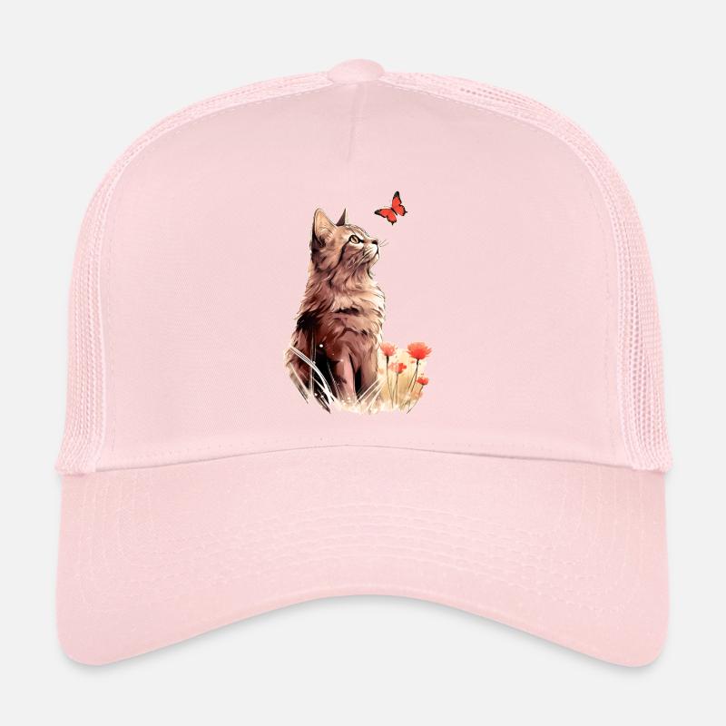 Chat et papillon Casquette trucker 