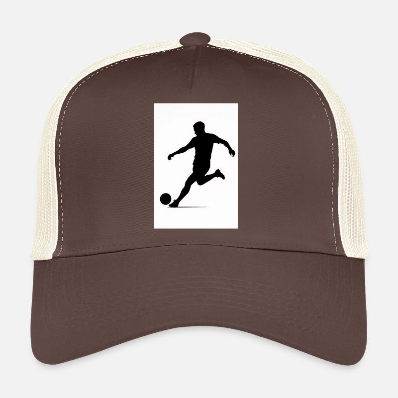 Fußball-Silhouette in Bewegung - Trucker Cap - Braun/Beige