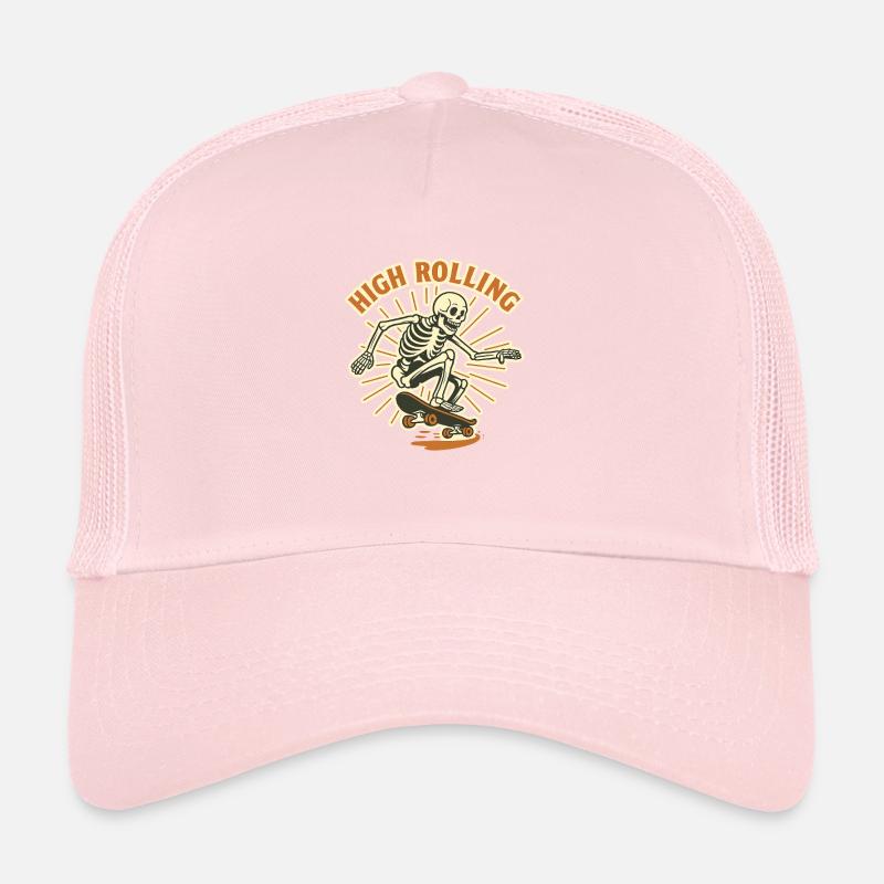 High Rolling Skeleton Skateboard Trucker Cap