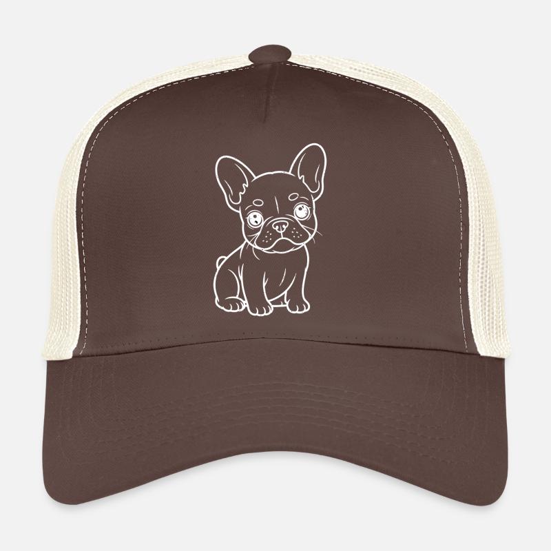 Dessin au trait du bouledogue français Casquette trucker 