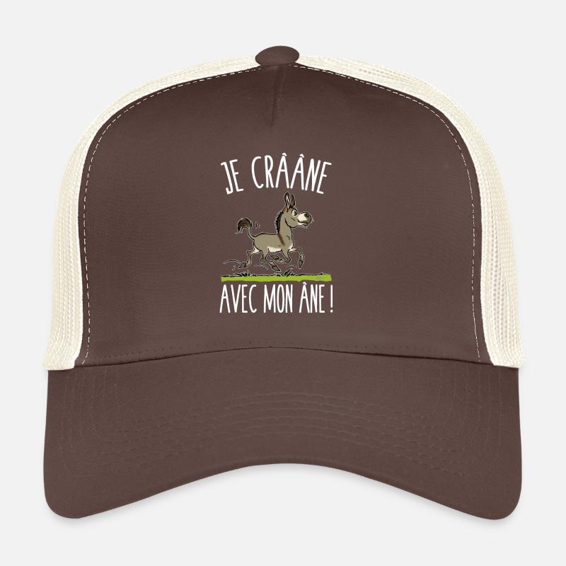 Je crâne avec mon âne (gris,texte blanc - Casquette trucker  - marron/beige