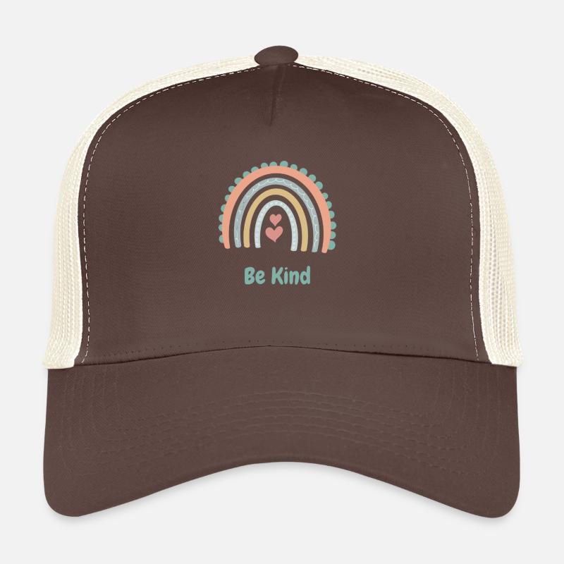Be Kind - Arc-en-ciel et coeurs - Boho - Casquette trucker  - marron/beige