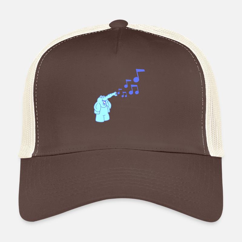 Mignon éléphant Notes de musique Trompe Sifflets Partitions - Casquette trucker  - marron/beige
