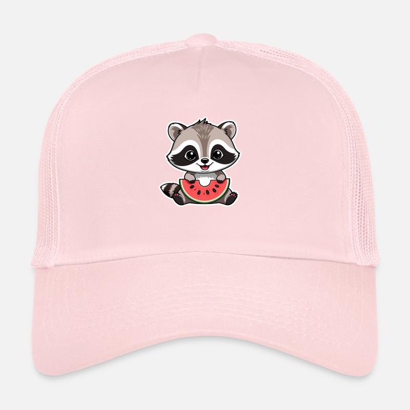 Raton laveur mignon avec pastèque – Funny & Niedlic Casquette trucker 
