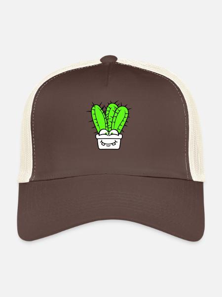 Cactus Cactus Visage Épineux Drôle Heureux - Casquette trucker  - marron/beige - Devant