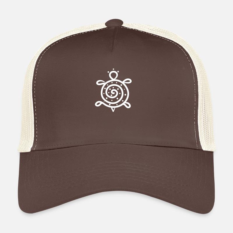Weißes Schildkrötensymbol - Trucker Cap - Braun/Beige