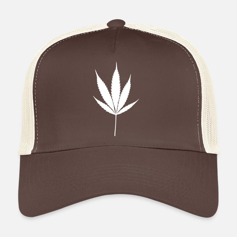 Feuille de Cannabis Blanche Casquette trucker 