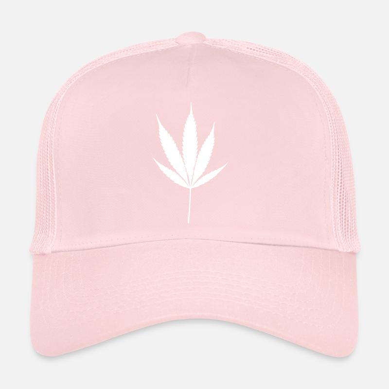 Feuille de Cannabis Blanche Casquette trucker 