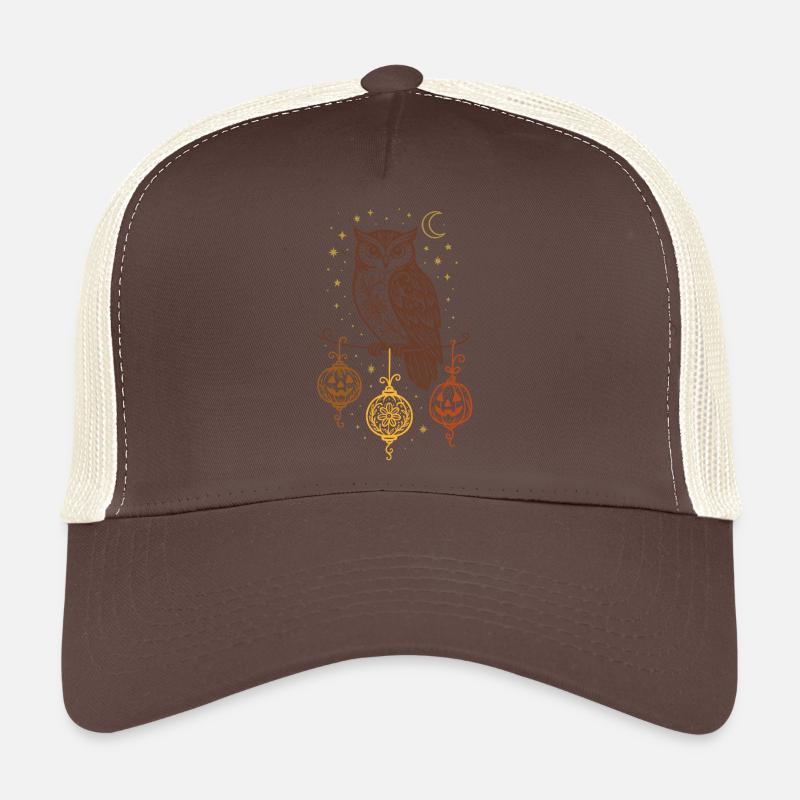 Halloween Eule mit Kürbis Laternen & Sternen Trucker Cap