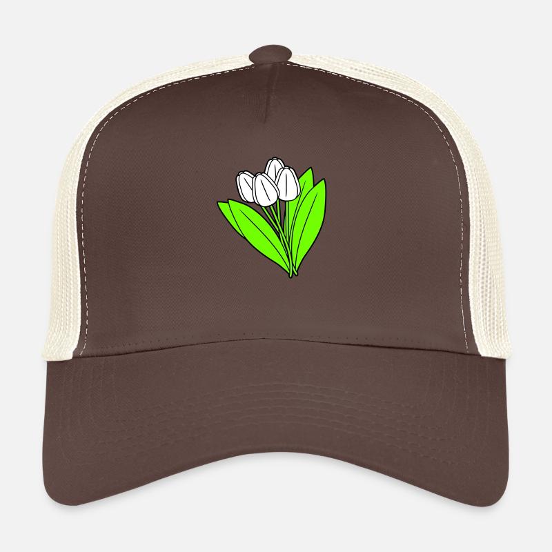 White Tulips Bouquet Spring Summer Flowers Trucker Cap