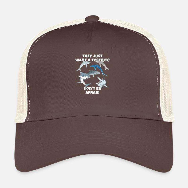 Espèces de requins : Requin bleu, Requin tigre, Requin marteau - Casquette trucker  - marron/beige