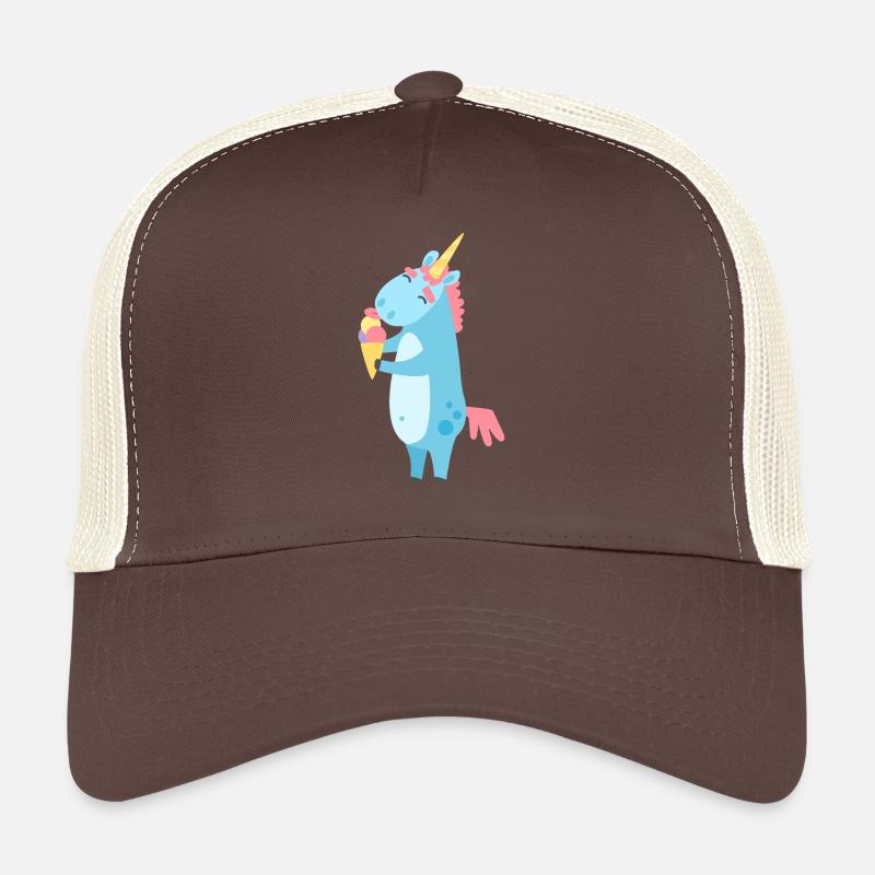 Einhorn mit Eis - Trucker Cap - Braun/Beige