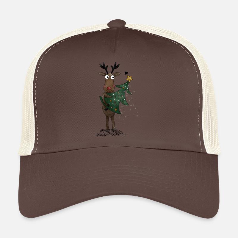 Rentier mit Weihnachtsbaum - Trucker Cap - Braun/Beige