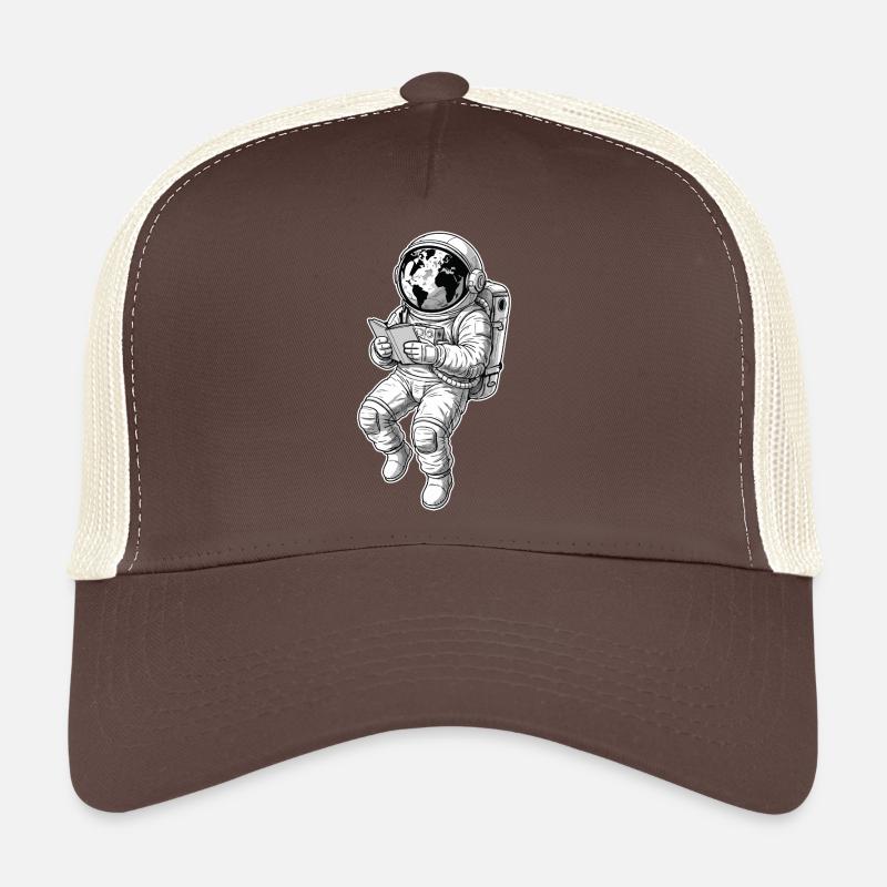 Astronaut Reading Space Earth Trucker Cap