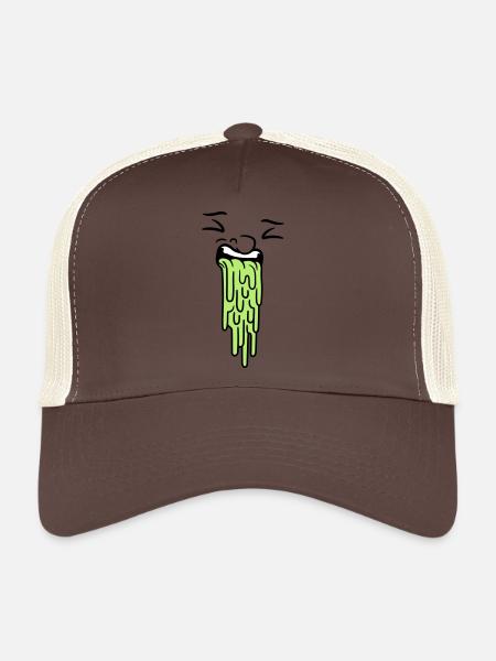 puking face - Trucker Cap - brown/beige - Front