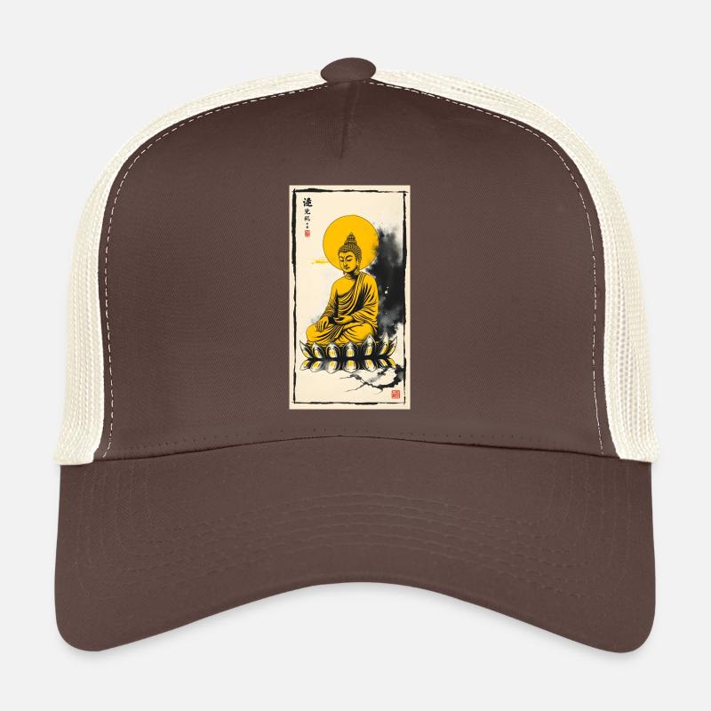 Sitting Golden Buddha - Trucker Cap - Braun/Beige