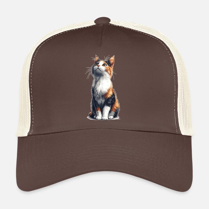 Chat comique assis coloré Casquette trucker 