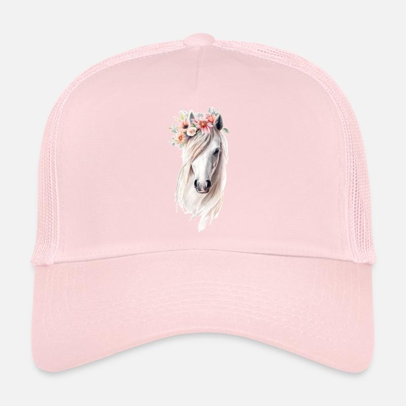 Cheval avec des fleurs Casquette trucker 