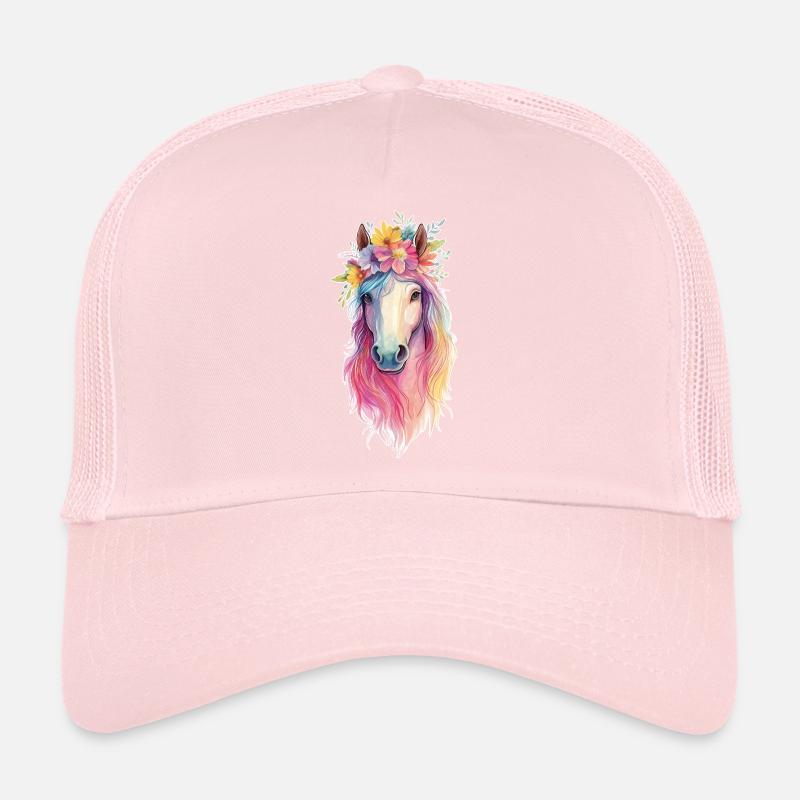 Cheval avec des fleurs Casquette trucker 
