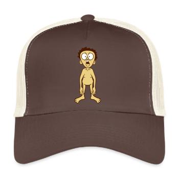 naked frightened scared shock screaming boy - Trucker Cap - brown/beige - Front