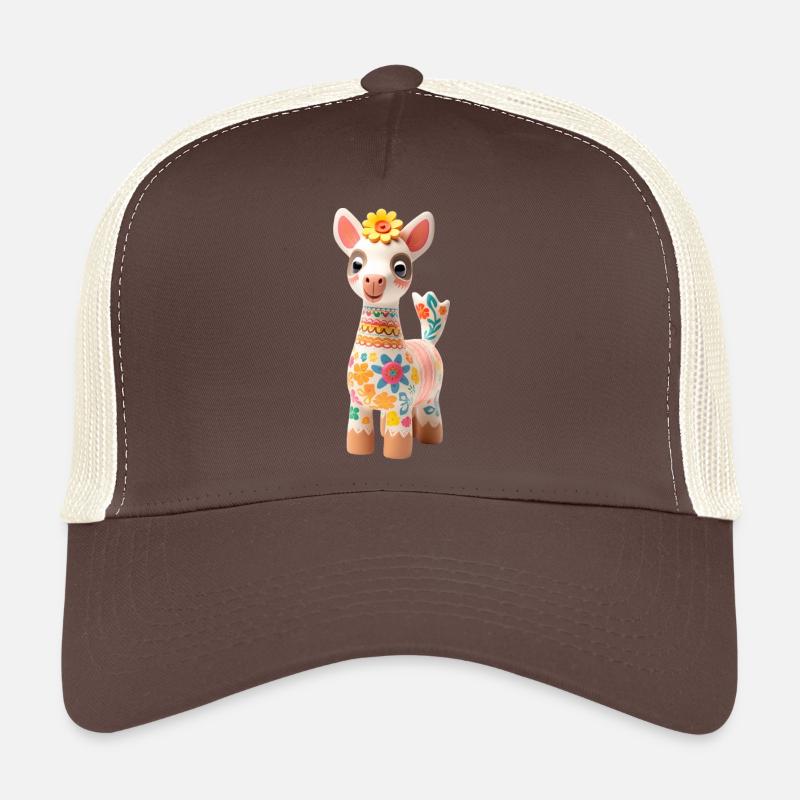 Lama mignon avec décoration florale Casquette trucker 