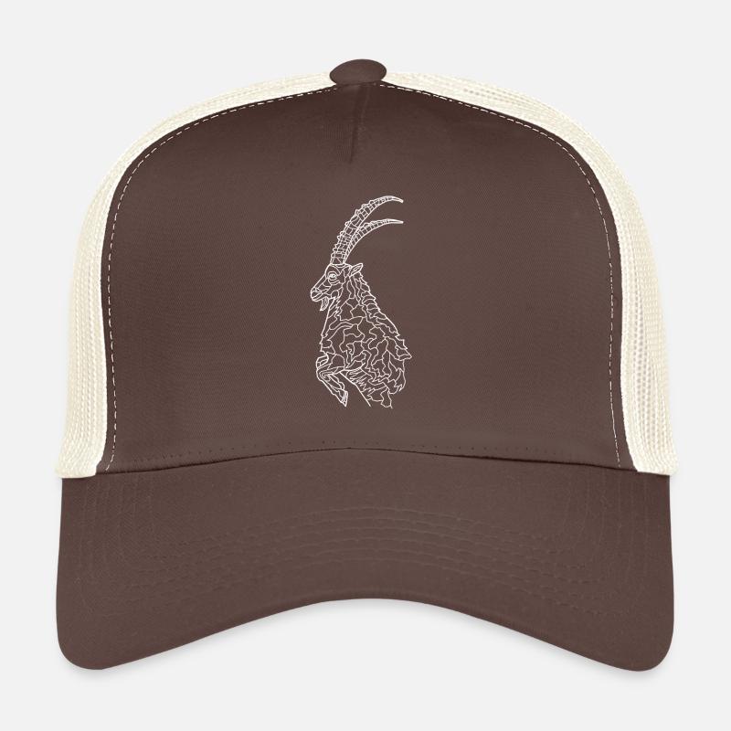 Steinbock weiß - Trucker Cap - Braun/Beige