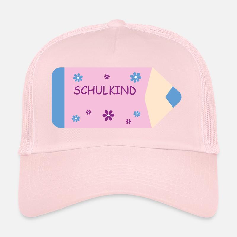 Crayon de couleur rose bleu clair petites fleurs - Écolier Casquette trucker 