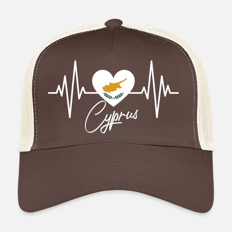 Drapeau chypriote battement de cœur République de Chypre Chypre Casquette trucker 