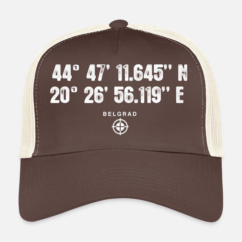 Belgrade Geocacher coordinates Gift Europe - Trucker Cap - brown/beige