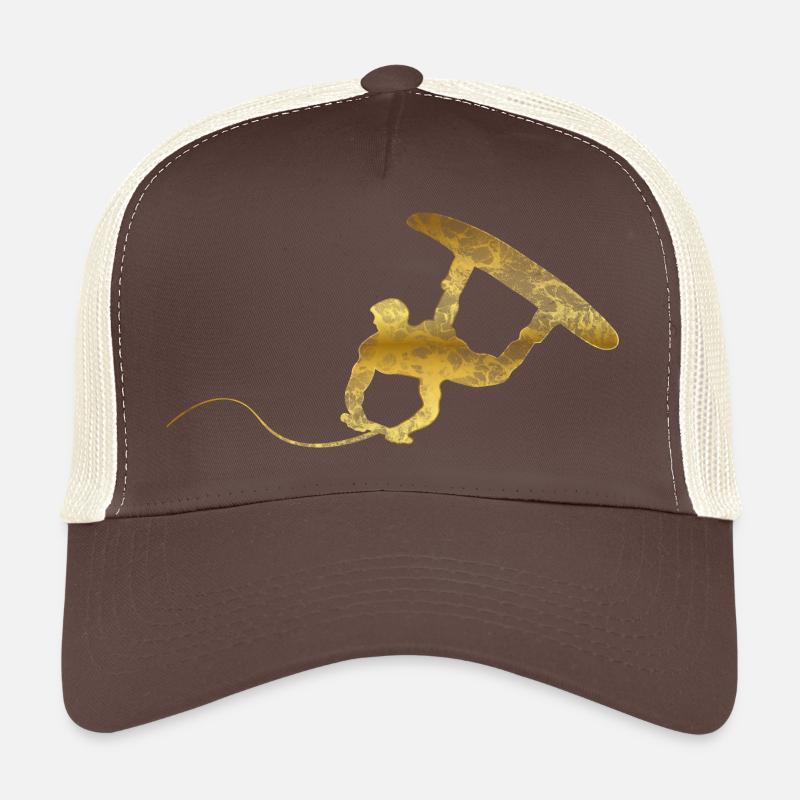 Wakeboarder Gold Wellen Geschenk - Trucker Cap - Braun/Beige