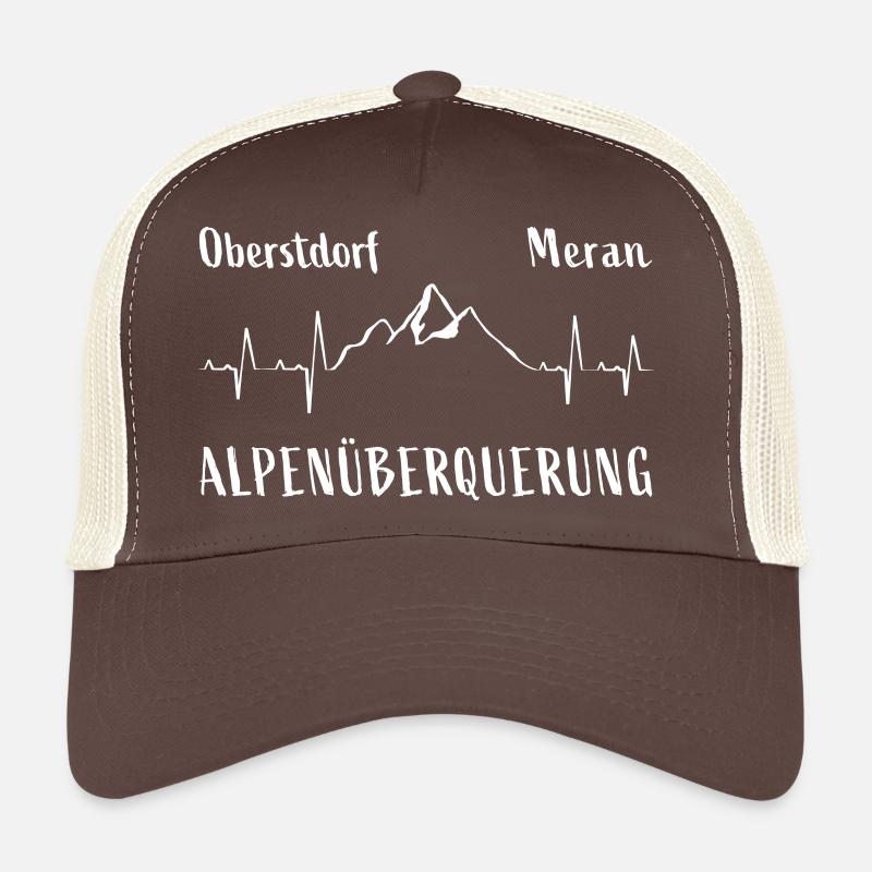 Alpenüberquerung Herzschlag Oberstdorf Meran - Trucker Cap - Braun/Beige