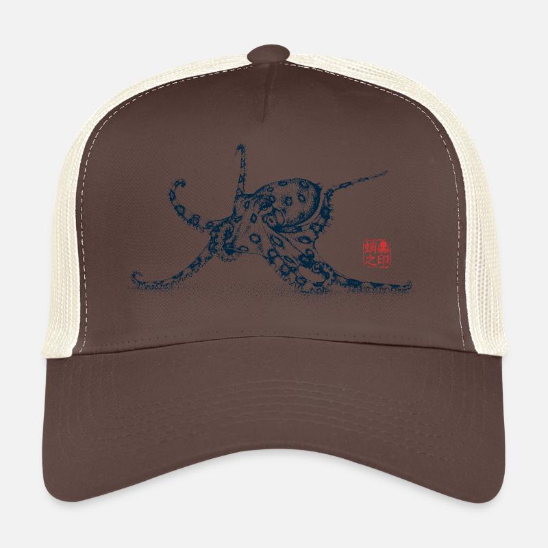 Octopus with Kanji Stamp Trucker Cap